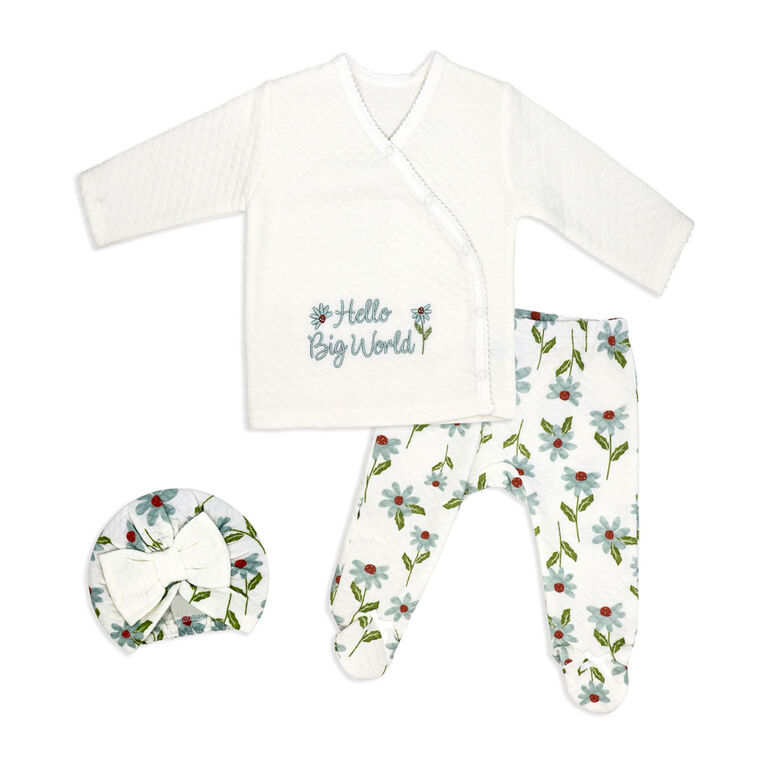 Baby Mode 3 Piece Quilted Take Me Home :Blue Hello Big World 3-6M