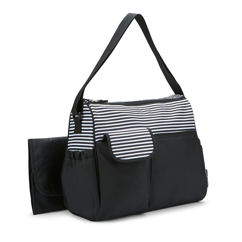 Sac a couches avec bandouliere Stripes de Baby Boom Noir et blanc