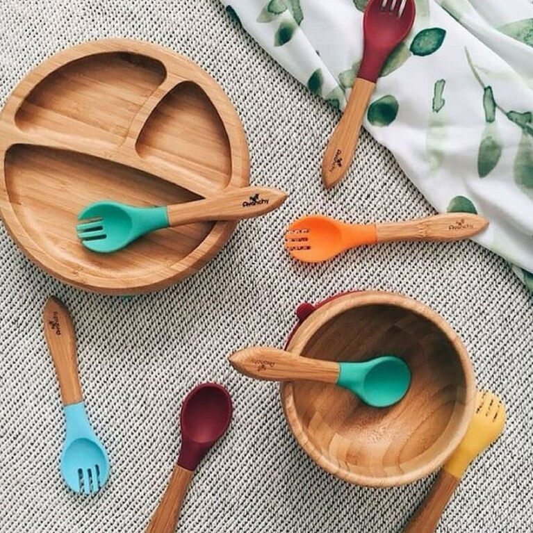 Avanchy Bambou D'Aspiration Bébé + Cuillère - vert