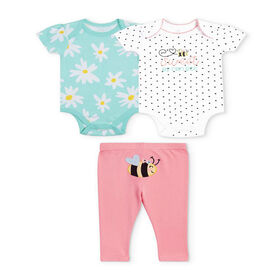 Koala Baby Ensemble trois pièces Turn Me Around couleur Pivoine