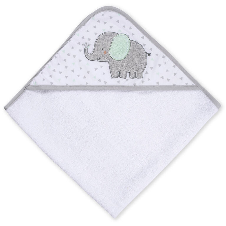 Koala Baby - 2-Pack Baby Hooded Towel & Washcloth Set - White & Grey Elephant