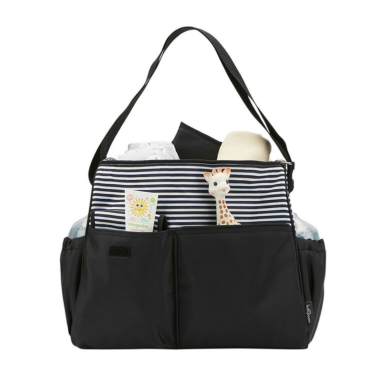 Baby Boom Stripes Messenger Diaper Bag Black & White Babies R Us Canada