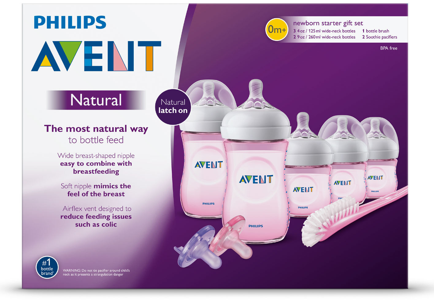 Philips avent natural baby bottle pink shop gift set