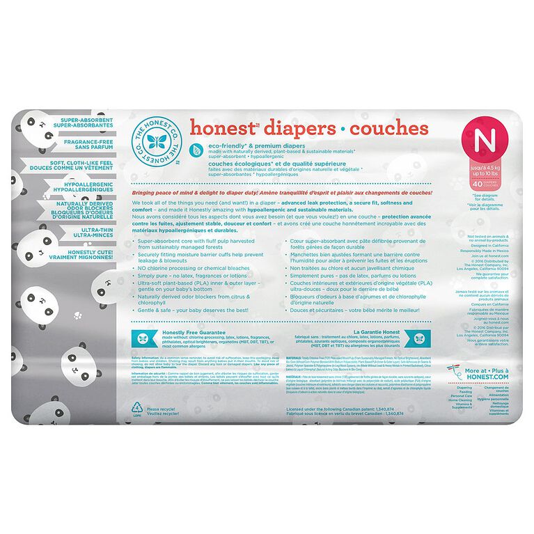 Honest Diapers Size N Pandas.