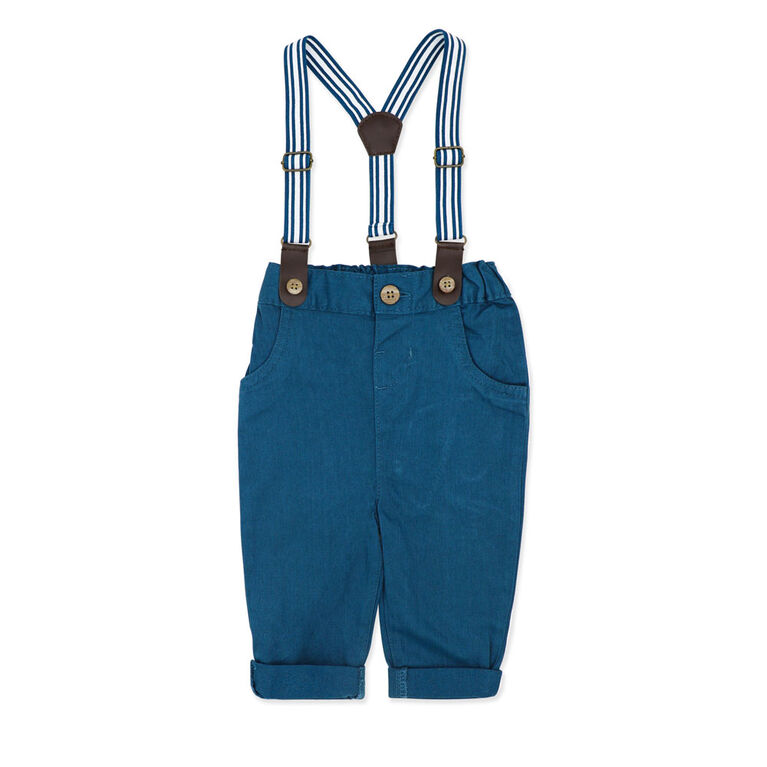Little Gent Ensemble porte-jarretelles et nœud papillon : bleu 3-6 mois