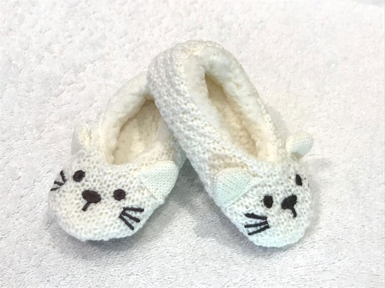 Tickle Toes - Ivory Knit Slippers - 0-6 Months