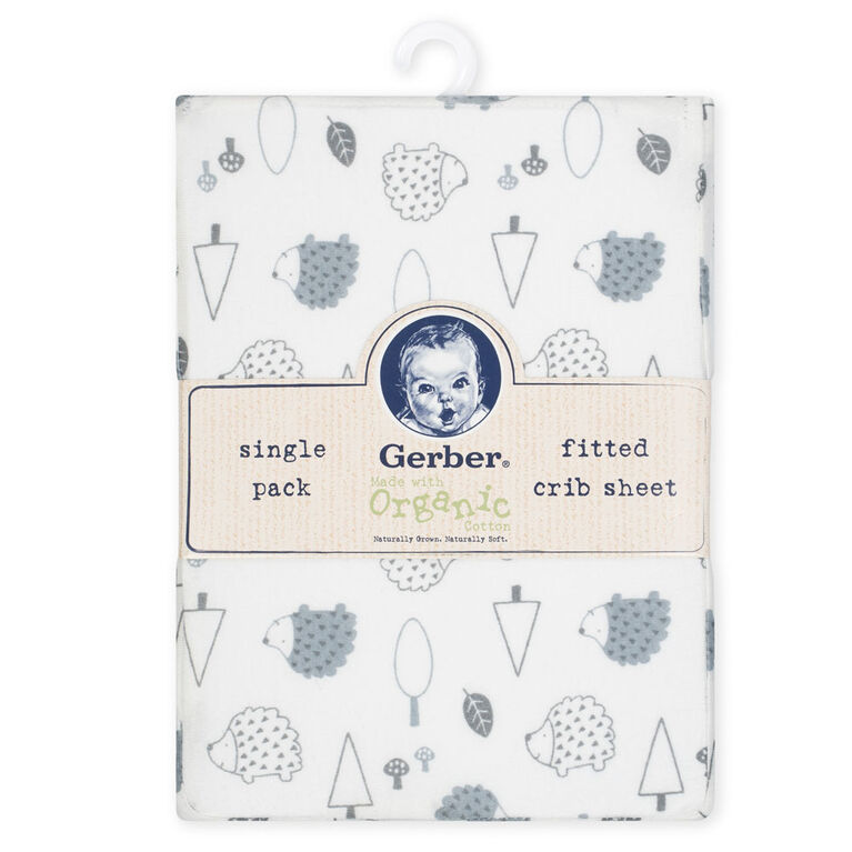 Gerber Organic Fitted Crib Sheet, Hedgehog