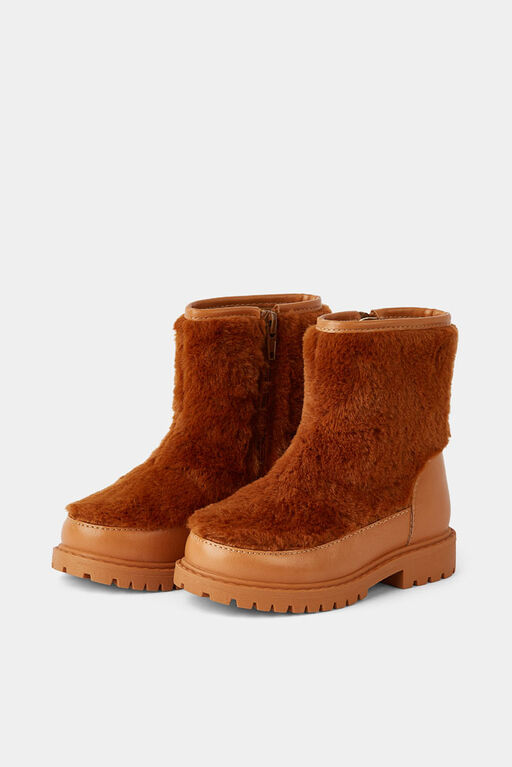 Animal Sherpa Boots Light Brown Size 8