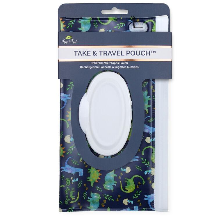 Itzy Ritzy Take and Travel Pouch Reusuable Wipes Case-Dino