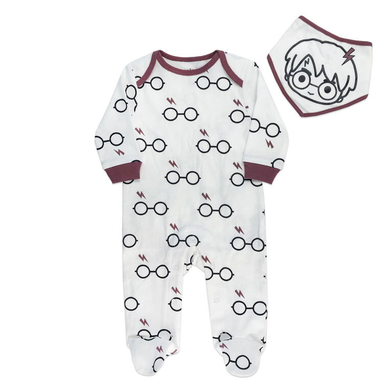 Harry Potter Sleeper with bibs - White, Newborn.