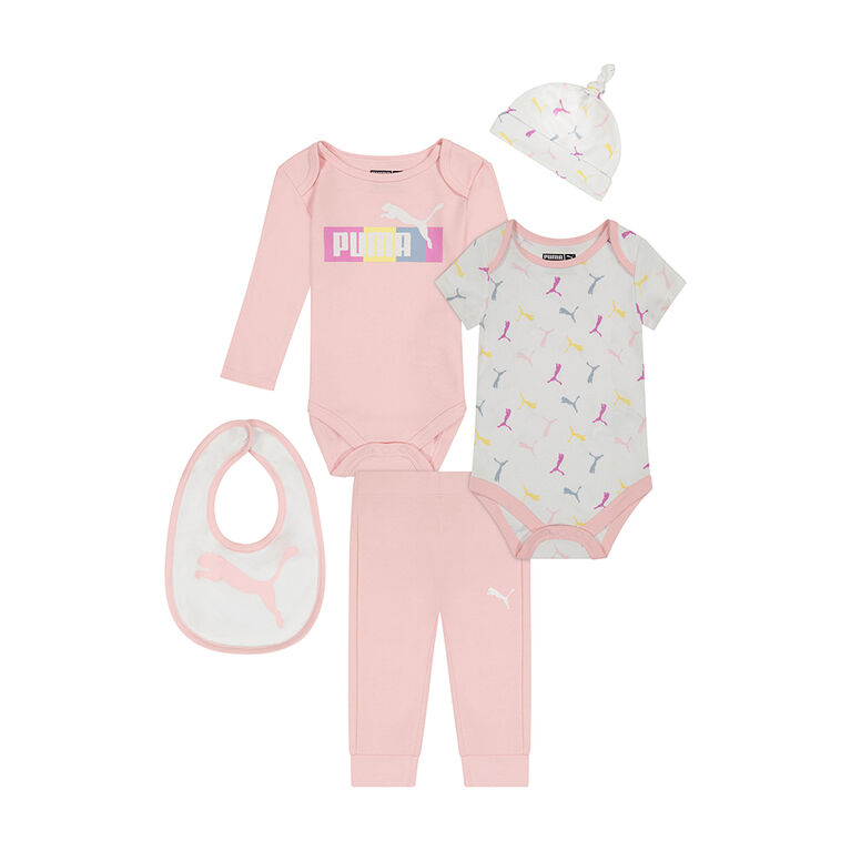 PUMA - Bodysuit Jogger Hat & Bib Set Almond Blossom 3-6 Months