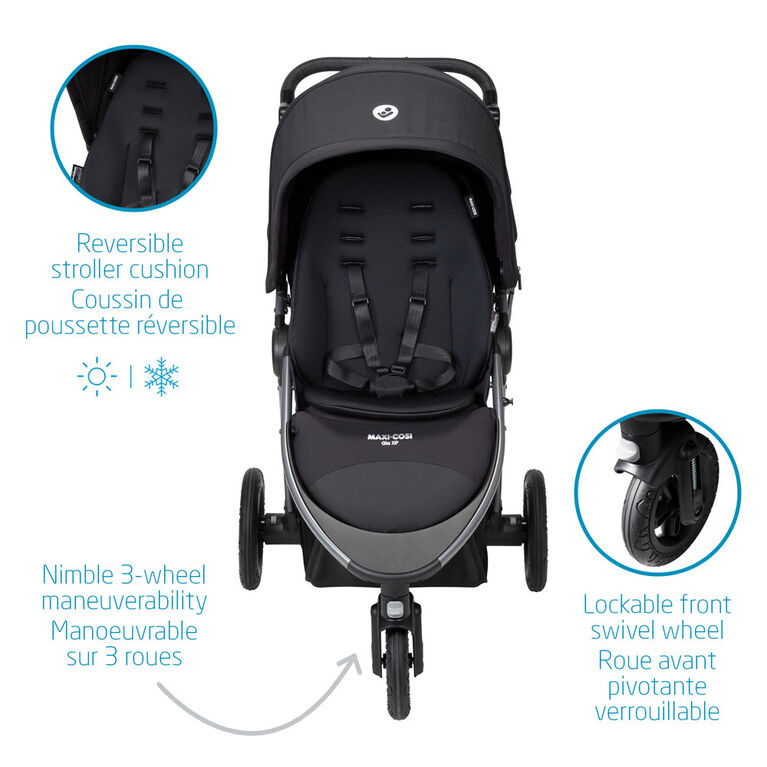 Gia XP 3-Wheel Travel System - Midnight Black
