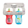 Tommee Tippee Sporty Spout Water Bottle, 10oz, Non-Spill Toddler Sippy Cups for 12 Months+ with Bite-Resistant Spout, Easy-Hold and BPA Free, Assorted Colors, 2 count