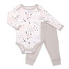 Koala Baby Bodysuit and Pant Set, Floral Print with Grey Pants  - 6-9 Months