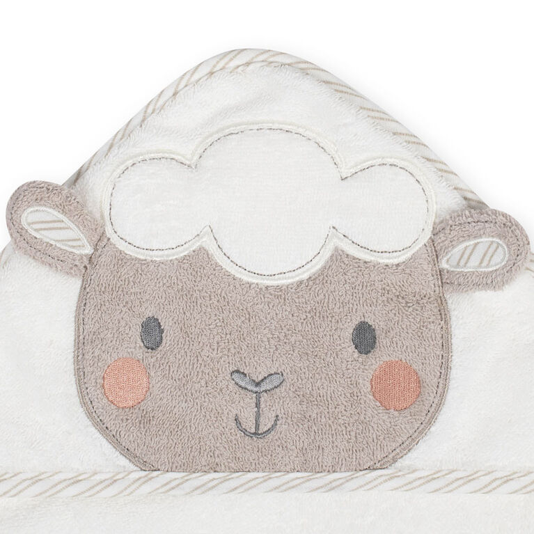 Koala Baby - 2-Pack Baby Hooded Towel & Mitt Set - Grey & White Lamb
