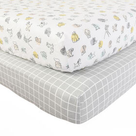 Disney Multi Character, Natures Beginnings, 2-pack Flannel Fitted Crib Sheets