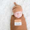 Lulujo Ensemble chapeau et couverture en bambou pour bébé nouveau-né Hello World Bronzer