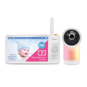 VTech RM7766HD Moniteur intelligent Wi-FI 1080p avec accès distance, panoramique et inclinaison à 360 degrés, affichage haute définition 720p de 7 po, et vision nocturne, (blanc)