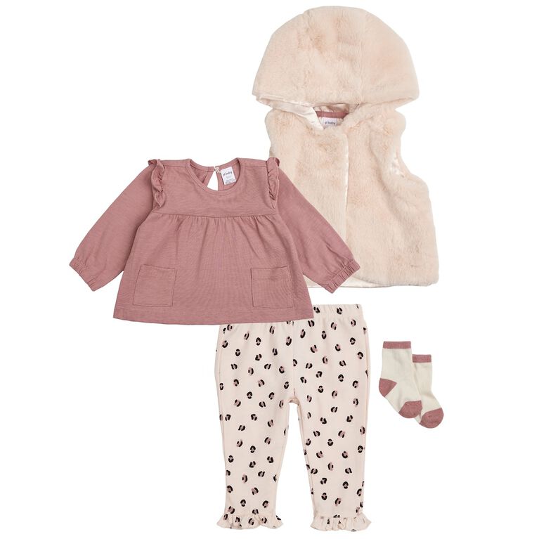PL Baby 4 Piece Set Pink Bear 3M