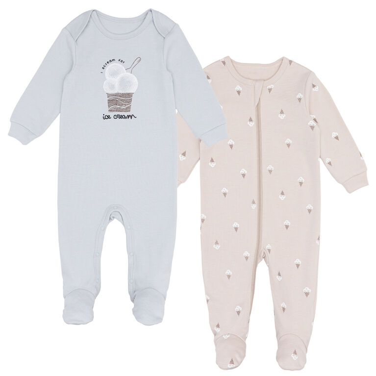 Pl Baby-Baby 2 Pack Sleeper Knit Light Blue 6 Months