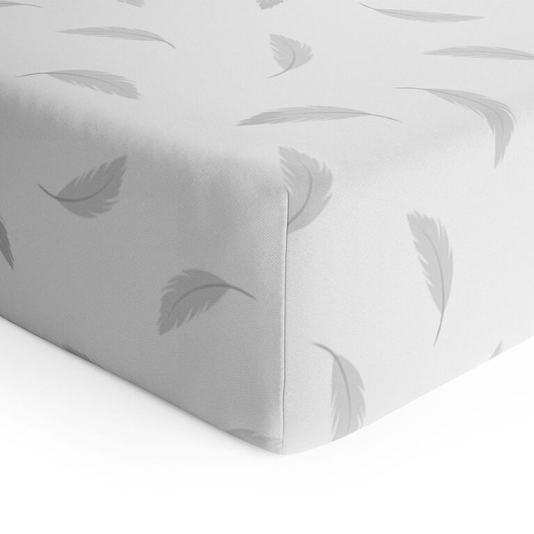 Kushies Flannel Crib Sheet - Grey Feather