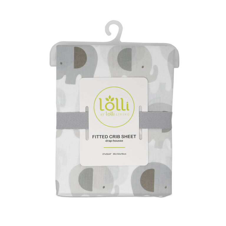 Lolli by Lolli Living Drap-Housse Pour Lit de Bébé - Bailey Elephant