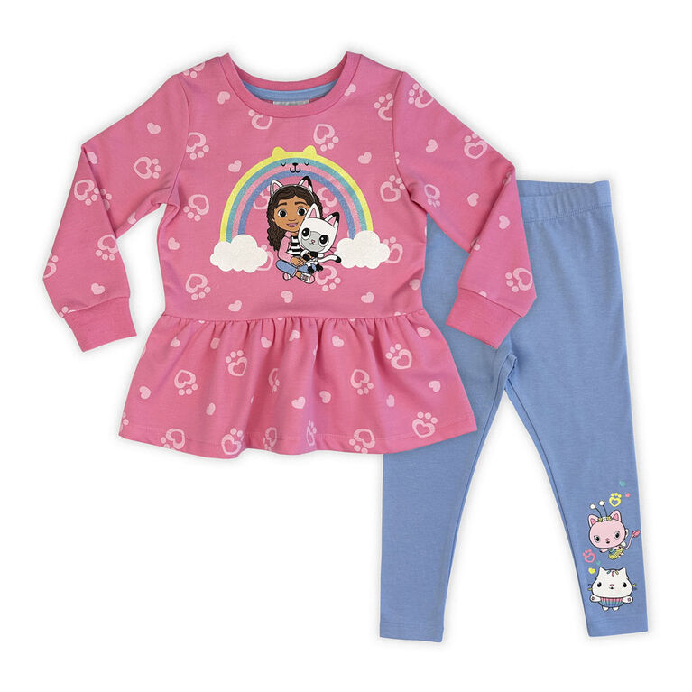 Gabby Ensemble 2 Pièces Tunique et Legging - Rose/Bleu 3T
