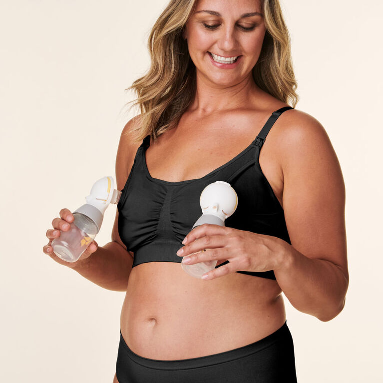 Basics by Bravado 2-in-1 Pumping and Nursing Bra, Black, Small