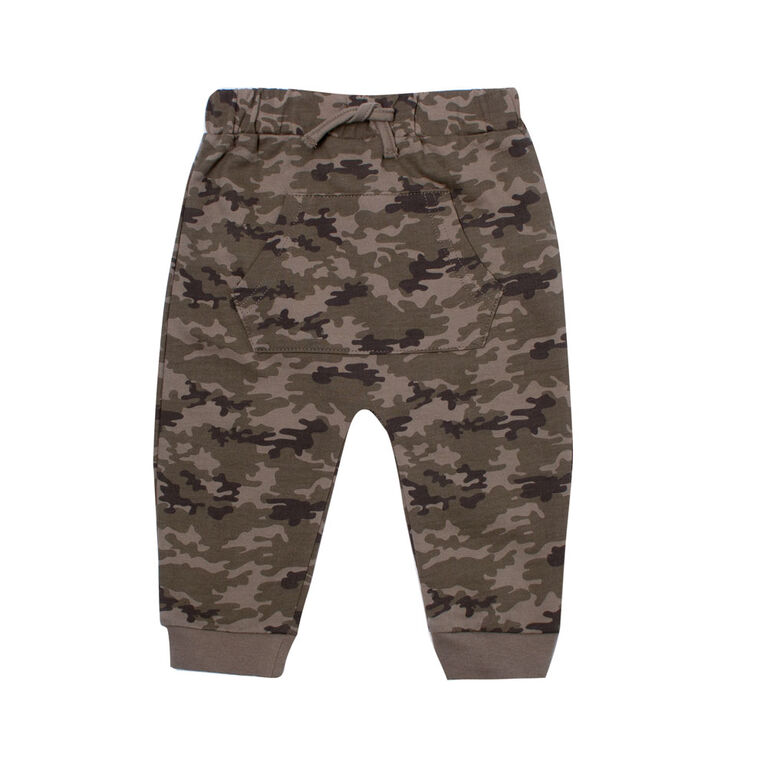 Koala Baby Boys French Terry Jogger Pants With Pocket and Drawstring Green Camouflage Print 12-18M