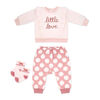 Baby Mode Ensemble de jogging matelassé 3 pièces :Petit Amour Rose 6-9M