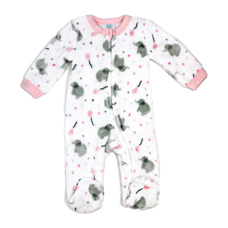 Baby Mode Pink Elephant Plush Fleece Sleeper