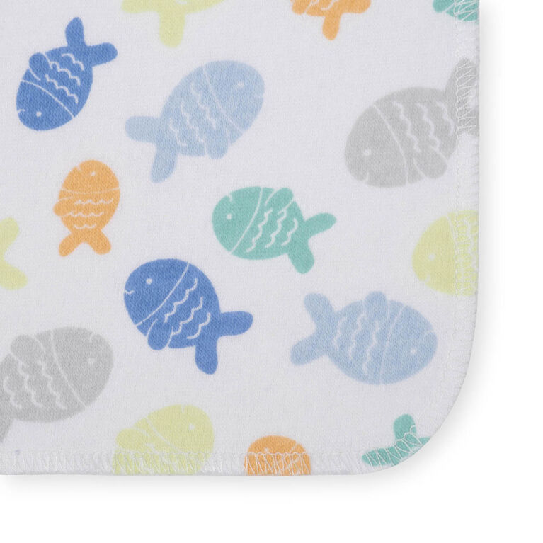 Débarbouillettes de Koala Baby paquet de 8 poisson bleu.