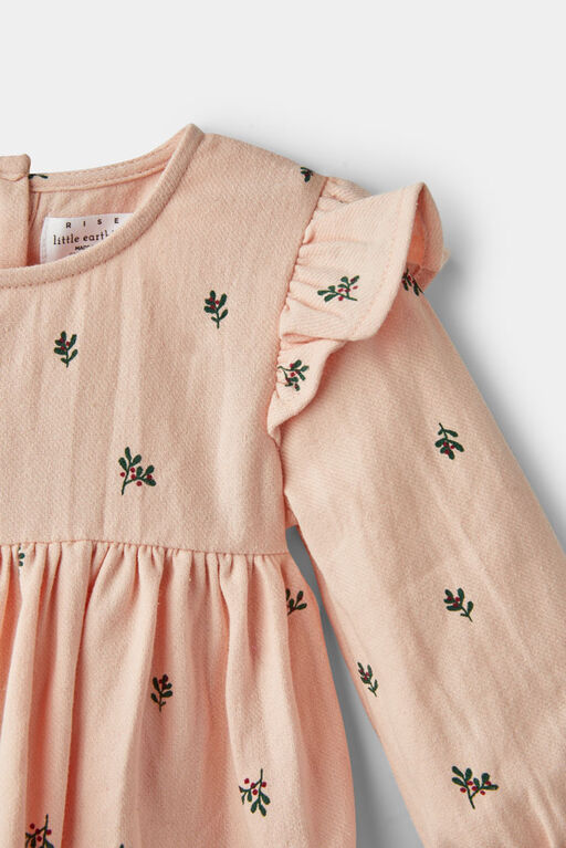 Robe Volants À Carreaux Rose Pâle RISE Little Earthling