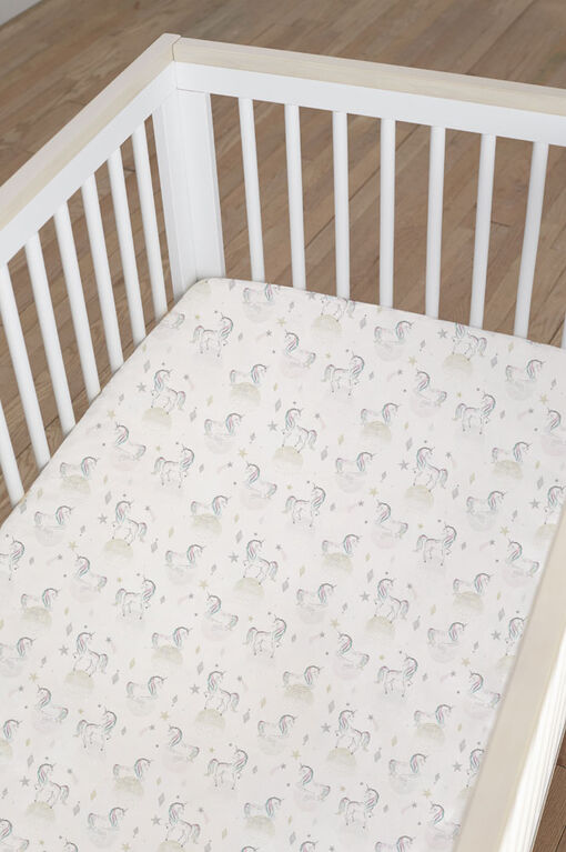 Just Born Love & Sugar Fitted Crib Sheet Unicorn