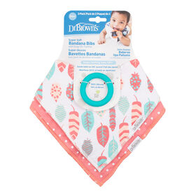 Dr. Brown's Bandana Bib 2Pk Feathers/Dot