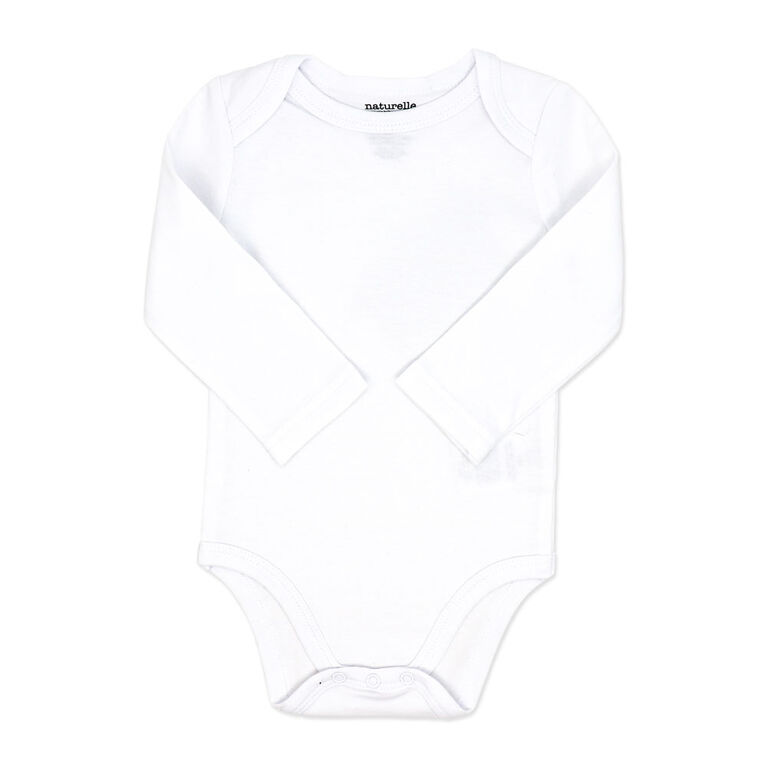 Naturelle Lot de 4 bodys à manches longues : blanc 3M