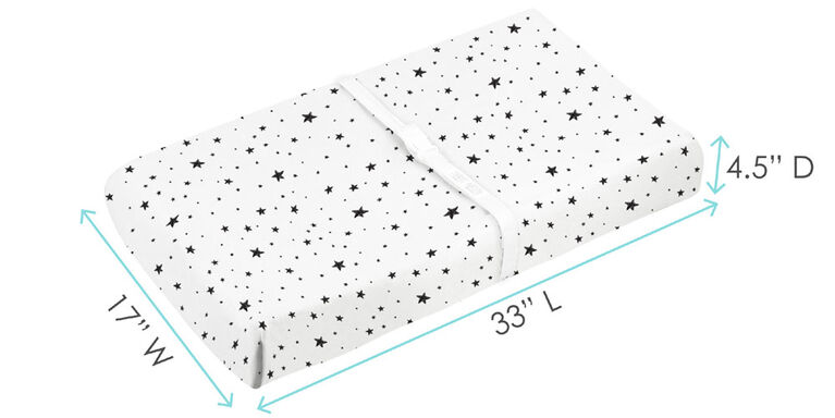 Kushies Baby Contour Change Pad Cover Flannel Black & White Scribble Stars