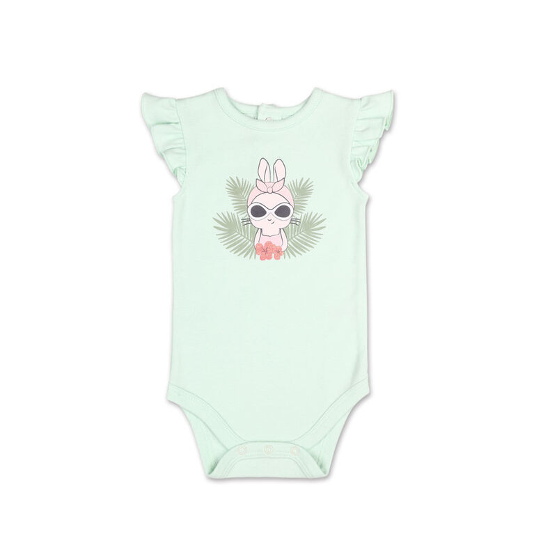 Koala Baby Tropical Girl Bunny Bodysuit/Floral Skirt 2 Piece Set, 6-9 Months