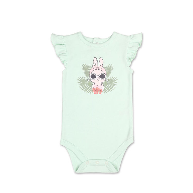 Ensemble 2 pièces Koala Baby Tropical pour fille - combinaison avec lapin et jupe à motif floral, 6-9 Mois