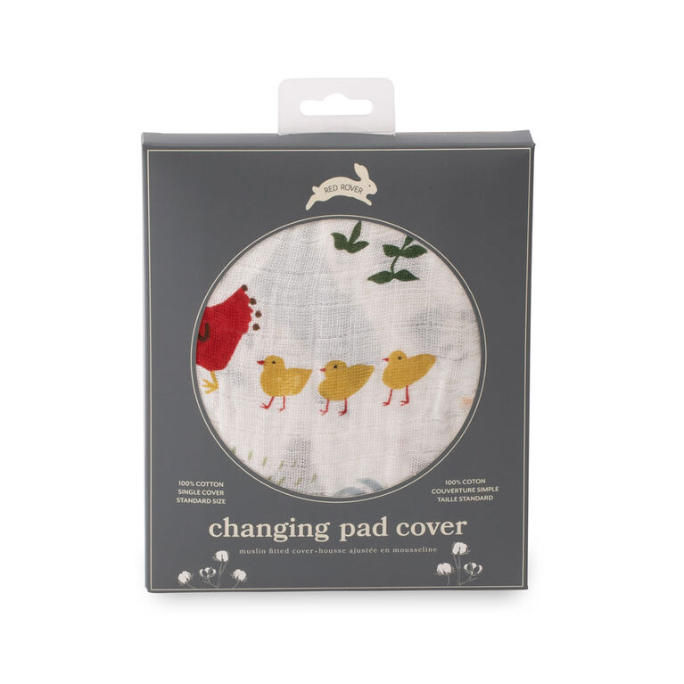 Red Rover - Cotton Muslin Changing Pad Cover - Family Farm - R Exclusive
