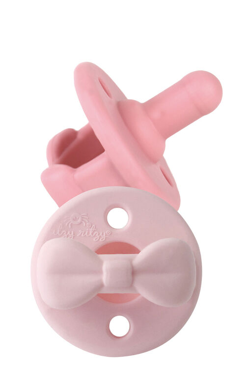Itzy Ritzy Sweetie Soother Silicone Pacifier Pink Bows Babies R