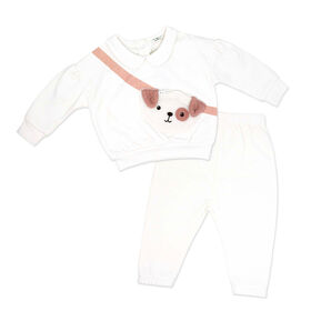 Lily & Jack 2 Piece Sweater Set: Cream Dog
