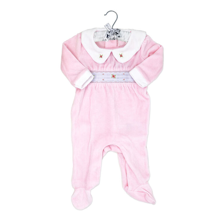 Rock a Bye Baby Pink Floral Velour Sleeper 3-6M