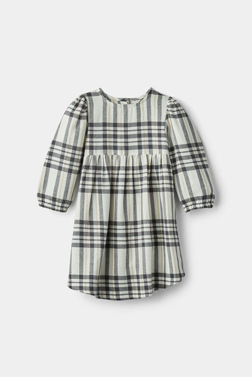 Flannel Plaid Dress Grey 5-6Y