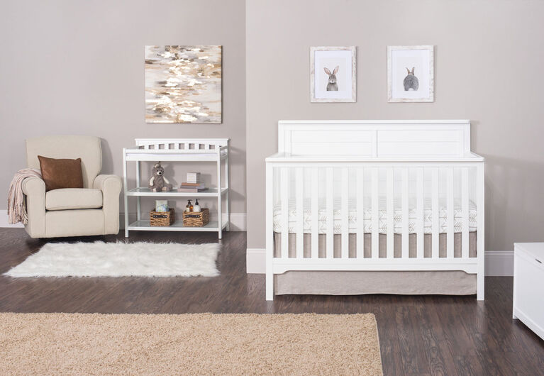 Forever Eclectic by Child Craft Wilmington Flat Top 4-in-1 Convertible Crib, Matte White