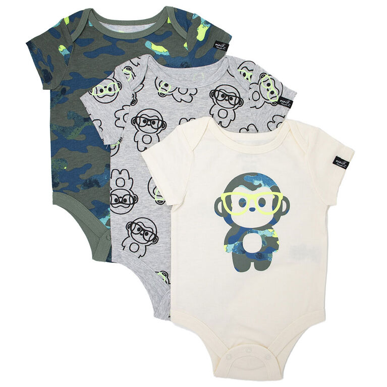 Mini Heroes 3PK Infant Body Suit - Multi Colors - 9M