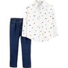 Carter's 2-Piece Button-Front Shirt & Denim Pant Set - Ivory/Blue, 18 Months