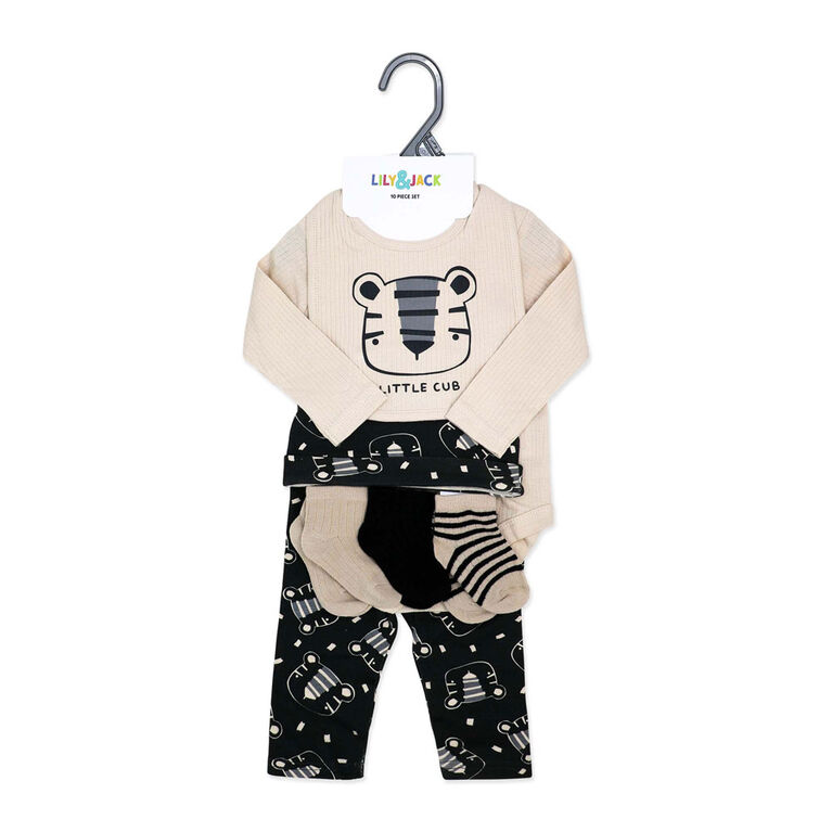 Lily & Jack 10 Piece Set: Tan Tiger 3-6M