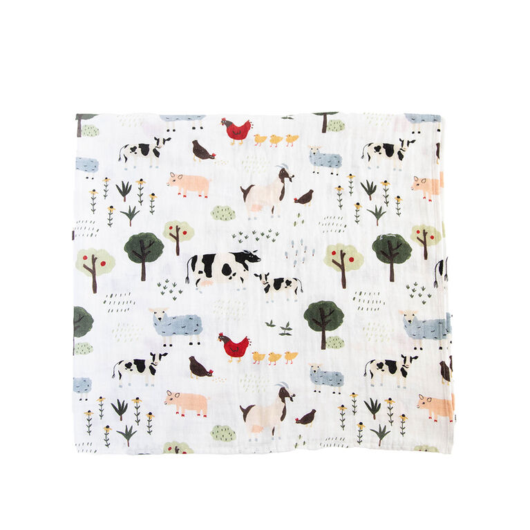 Red Rovr-Organic Cotton Muslin Swaddle Blanket - Family Farm