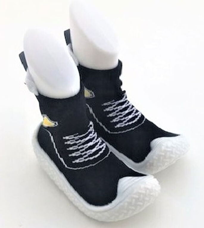 Tickle toes - White Sole & Black Lace up Skids Proof Shoes 18-24 Months